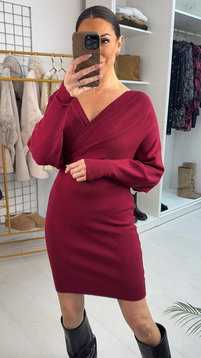 Brielle Plain V Neck Midi Jumper Dress