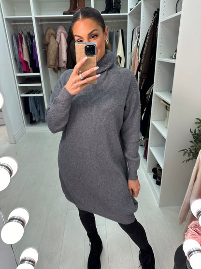 Rachael Ribbed Roll Neck Knit Dress