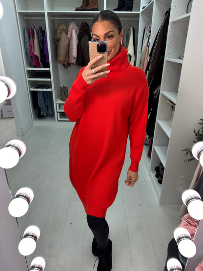 Rachael Ribbed Roll Neck Knit Dress