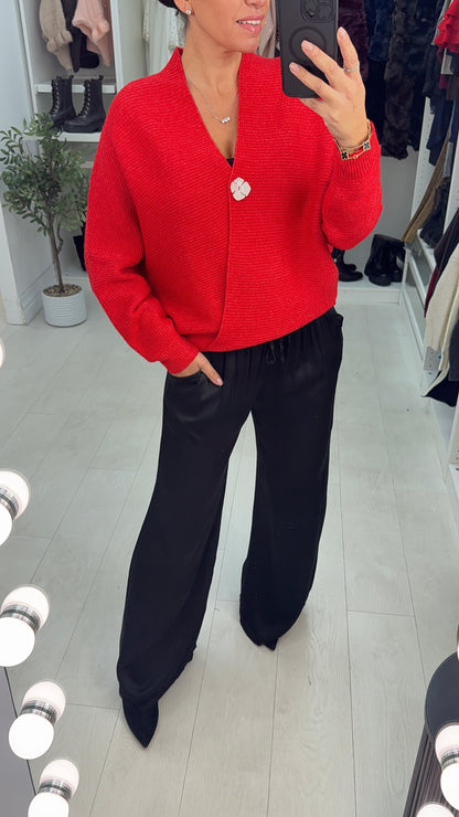 Estelle Plain Wrap Front Ribbed Jumper