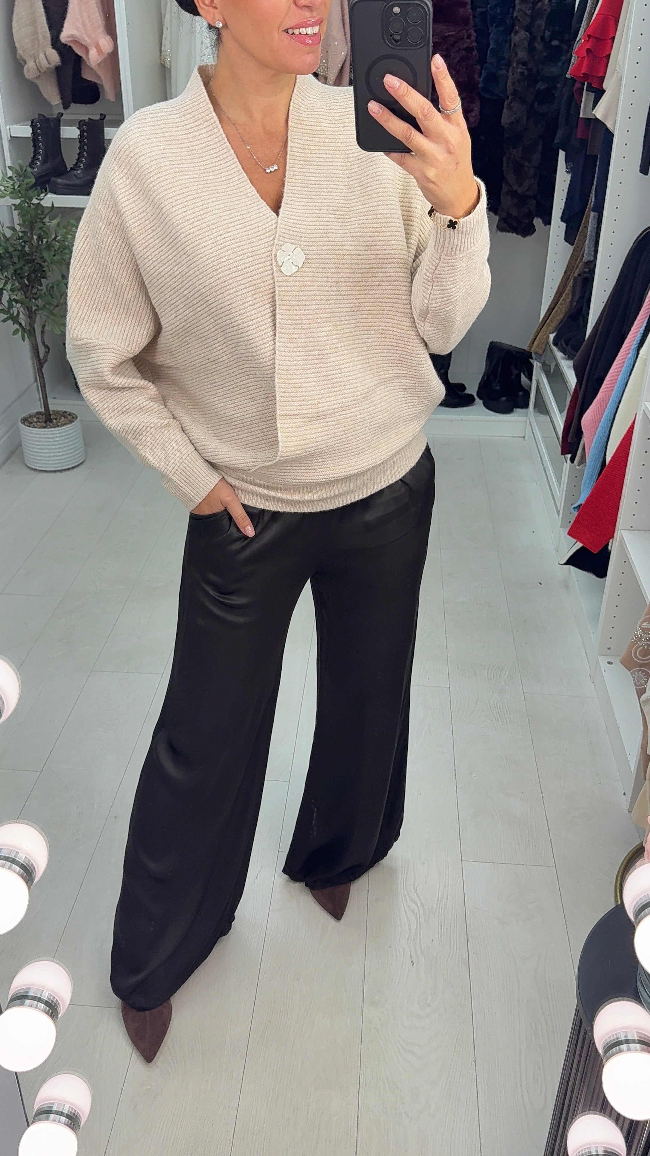 Estelle Plain Wrap Front Ribbed Jumper