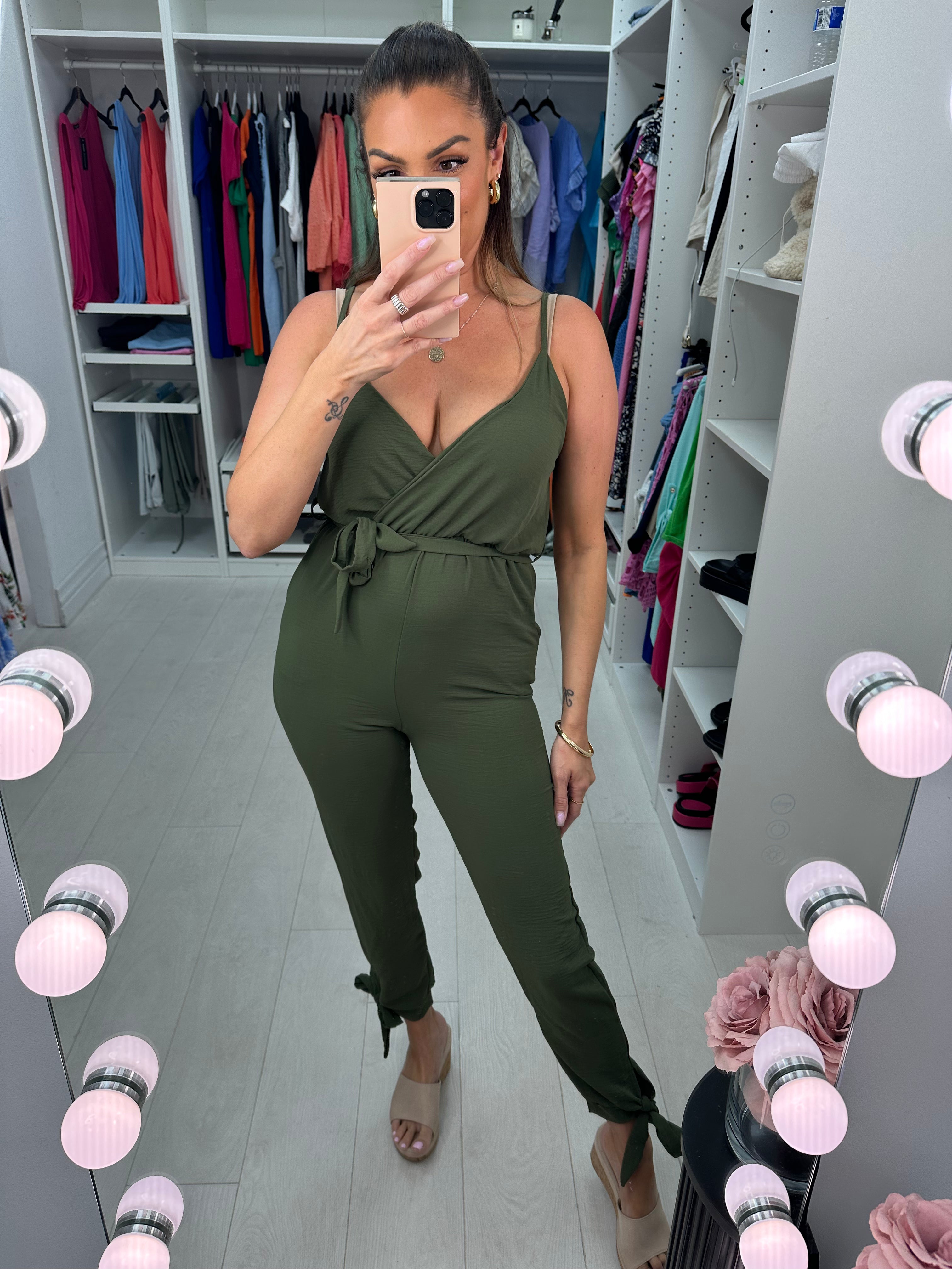 Robina V-neck Ankle Tie Jumpsuit