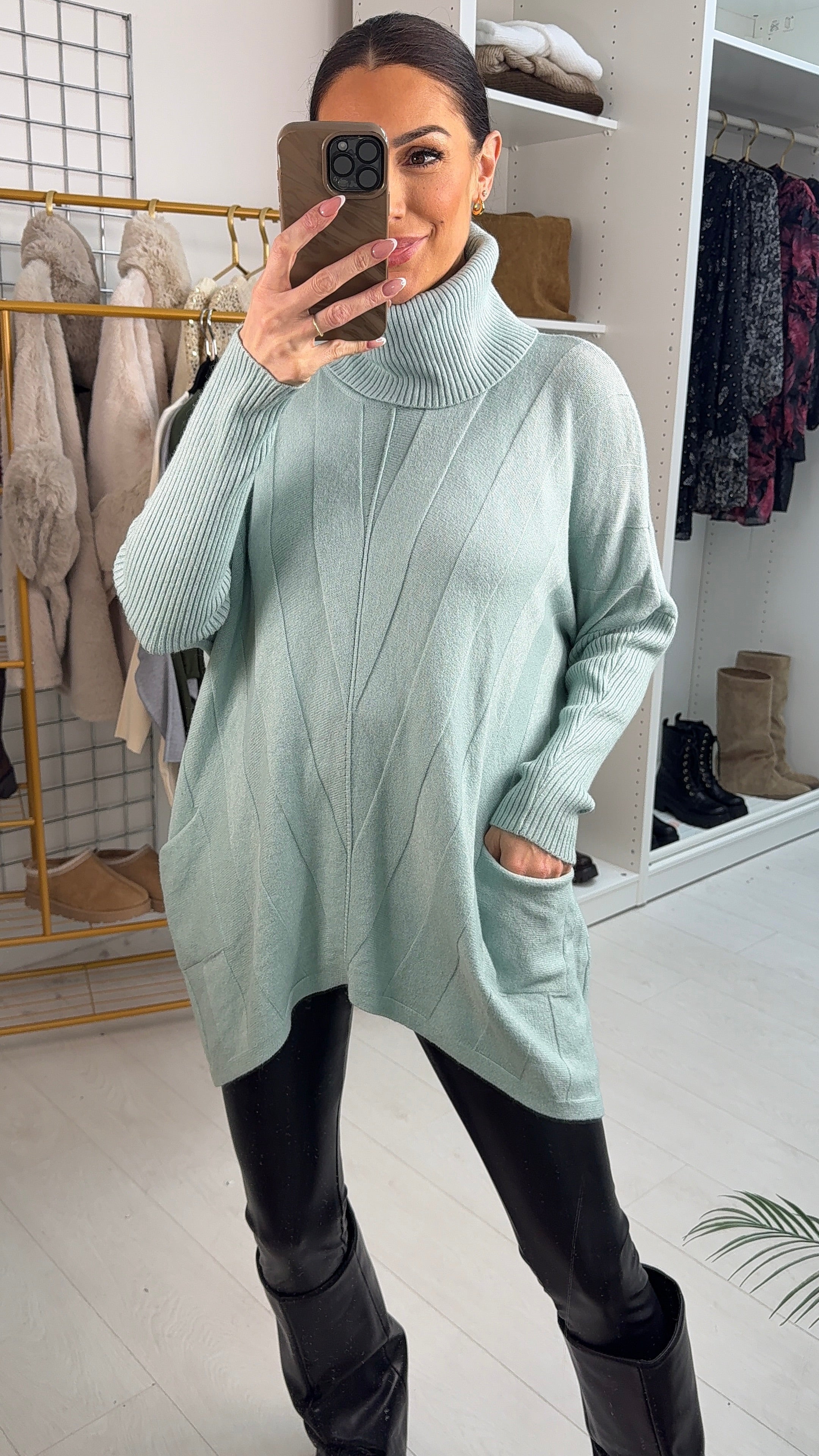 Tyana Chevron Roll Neck Jumper