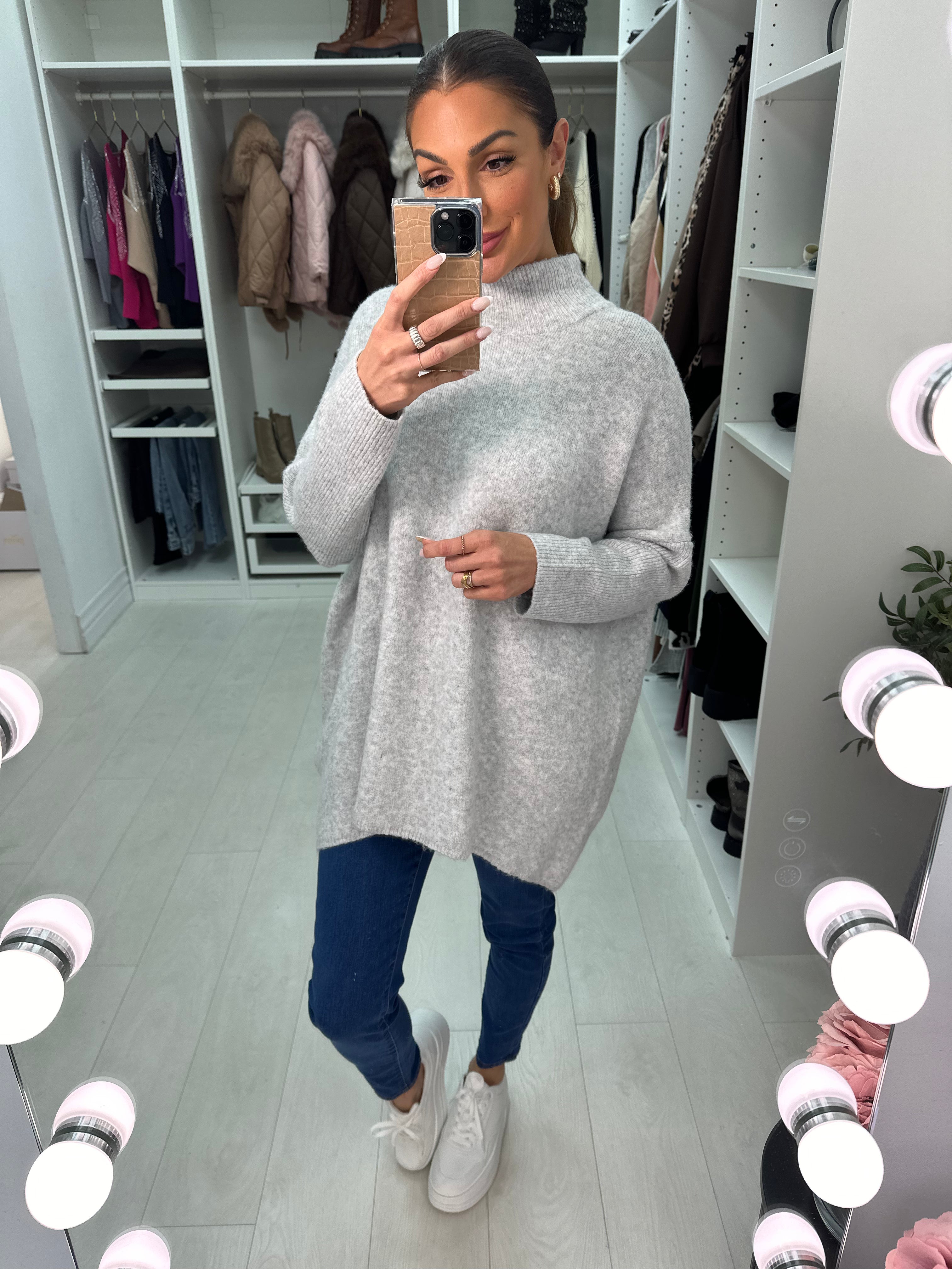 Paula Plain Oversized High Neck Jumper