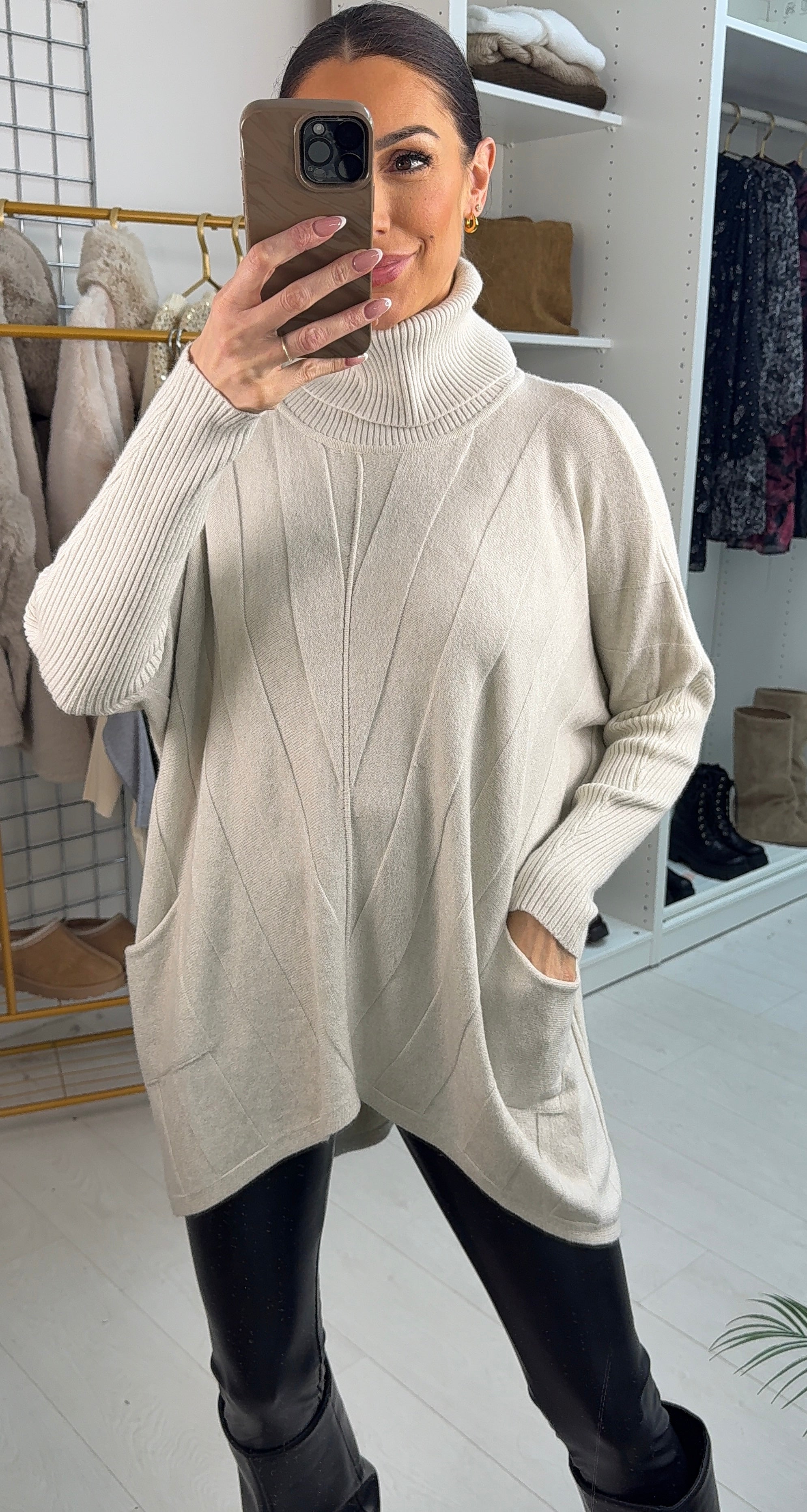 Tyana Chevron Roll Neck Jumper