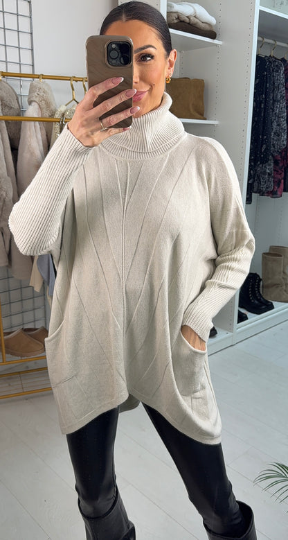 Tyana Chevron Roll Neck Jumper