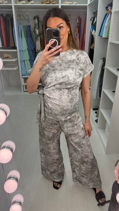 Maisie Plain Textured Tie Side Co-Ord Set