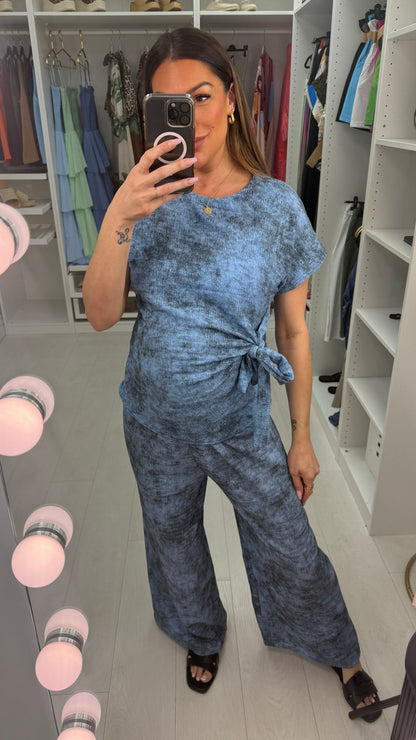 Maisie Plain Textured Tie Side Co-Ord Set