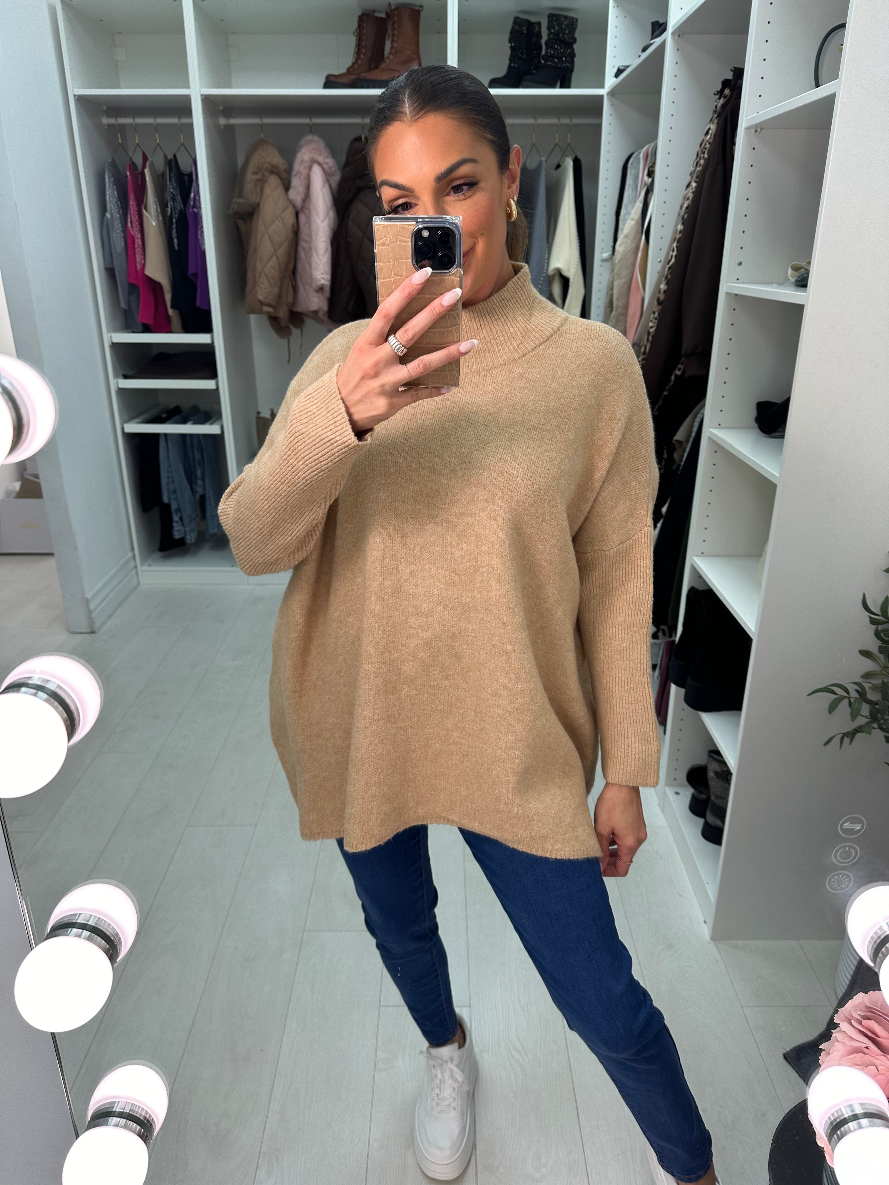 Paula Plain Oversized High Neck Jumper