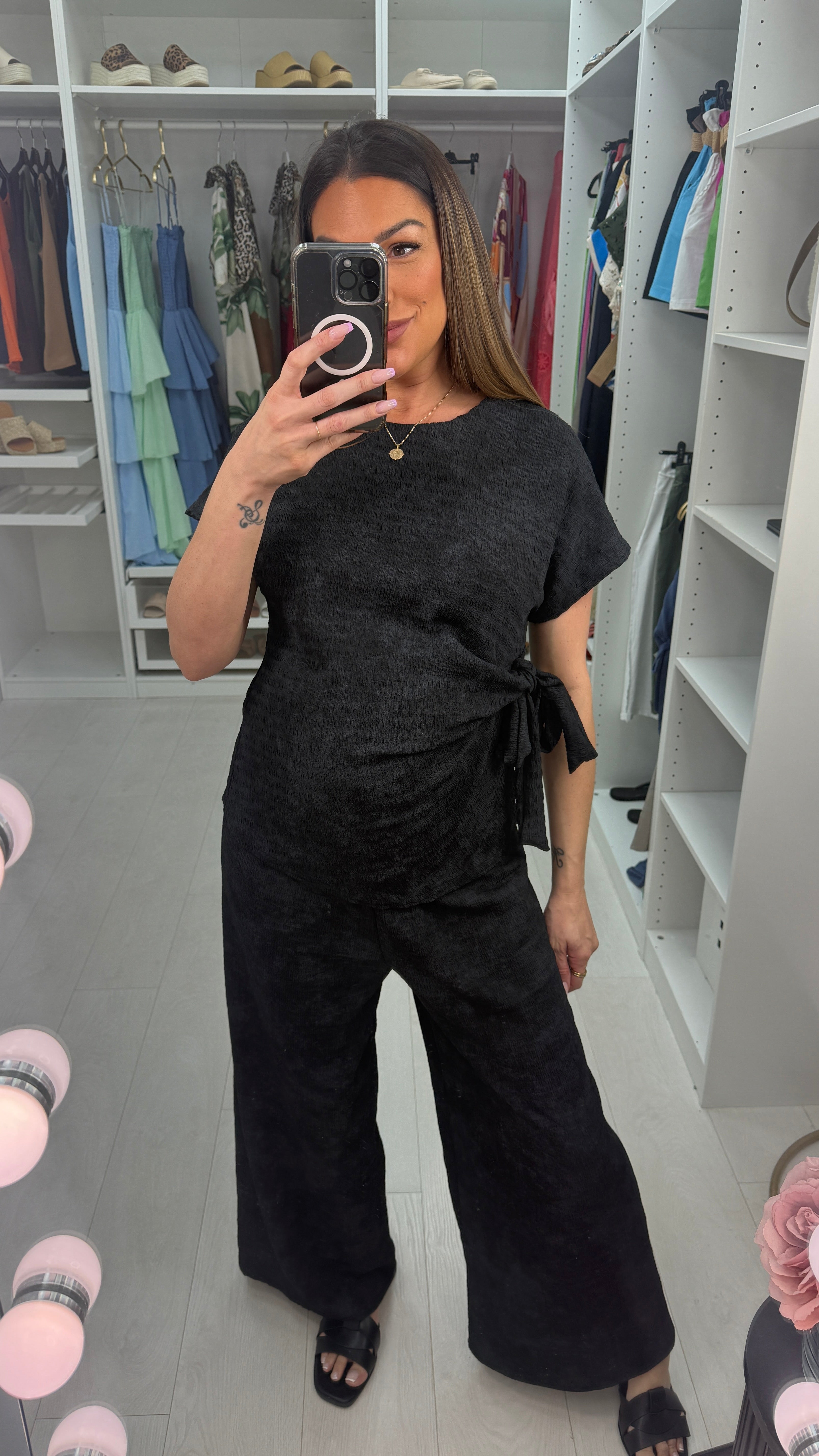 Maisie Plain Textured Tie Side Co-Ord Set