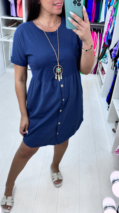 Palmina Button Detailed Necklace Dress