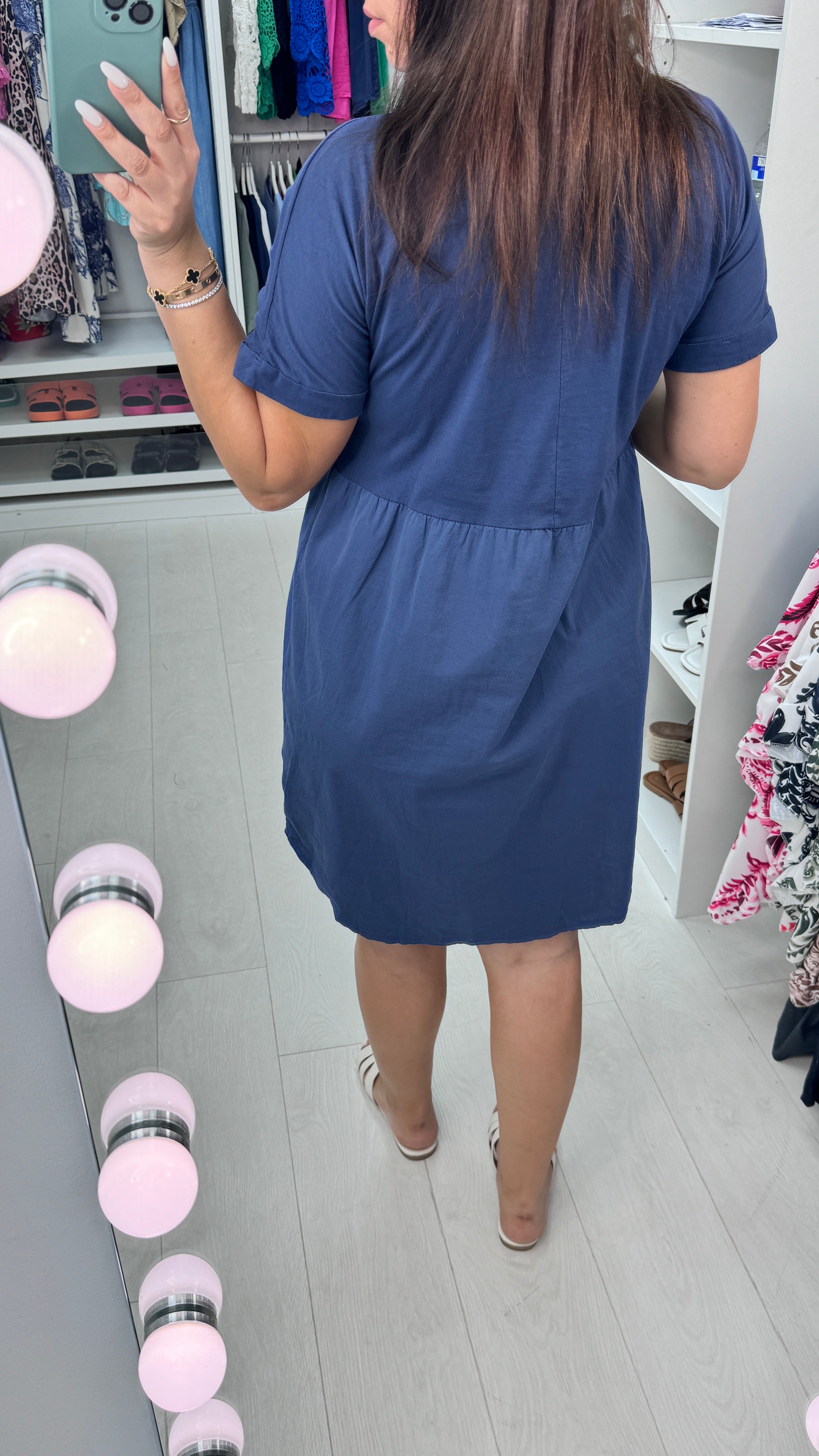 Palmina Button Detailed Necklace Dress