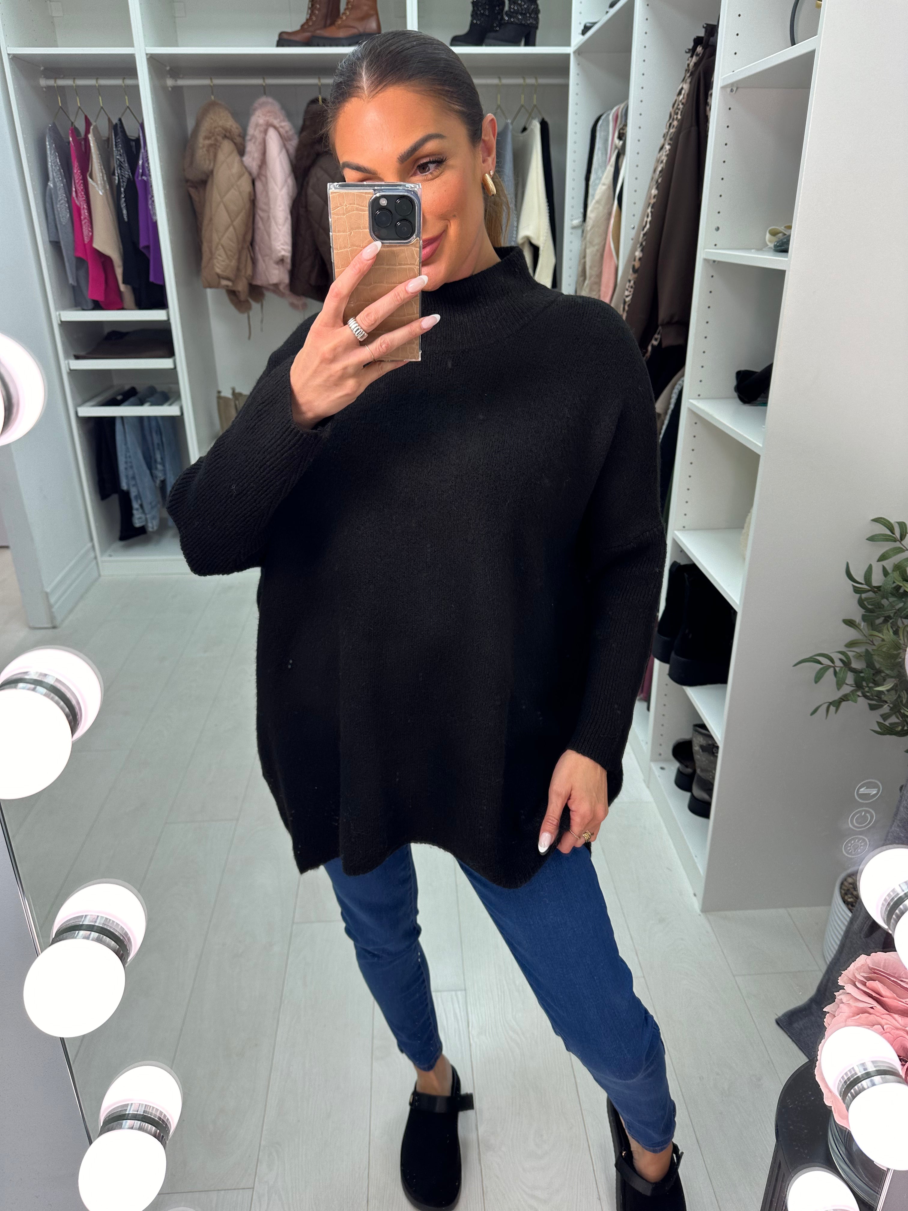 Paula Plain Oversized High Neck Jumper
