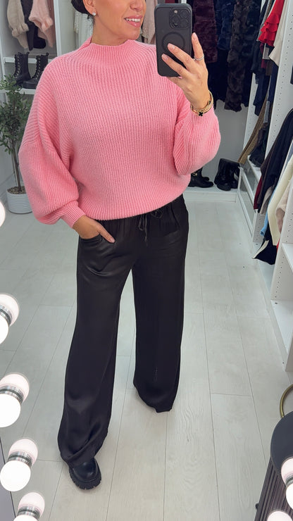 Eliza Ribbed High Neck Knitted Jumper