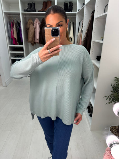 Elise Plain Ribbed Detailed Knit Jumper