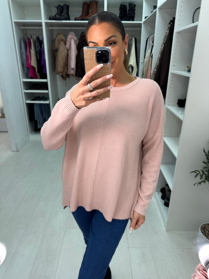 Elise Plain Ribbed Detailed Knit Jumper