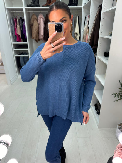 Elise Plain Ribbed Detailed Knit Jumper