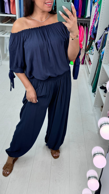 Sapphira Elasticated Tie Shoulder Hareem Co-Ord