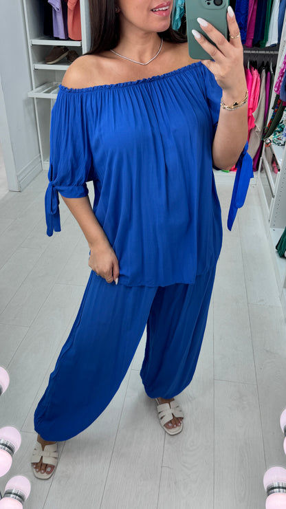 Sapphira Elasticated Tie Shoulder Hareem Co-Ord