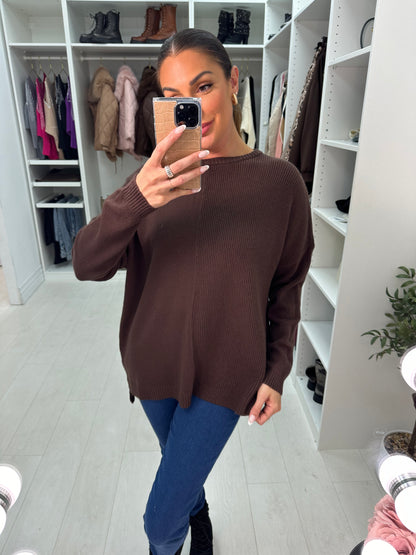 Elise Plain Ribbed Detailed Knit Jumper