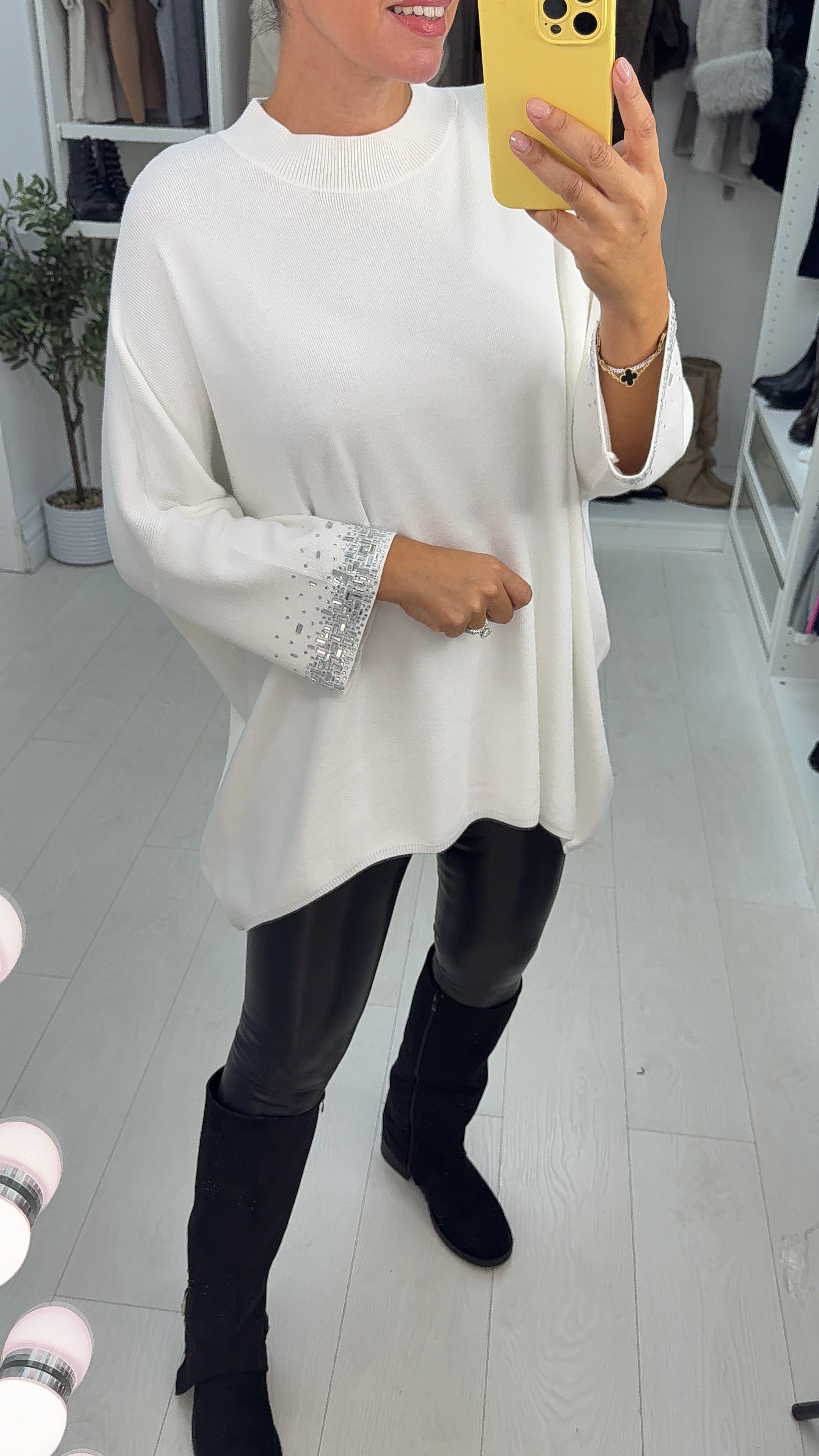 Estela Diamante Sleeve Detail Oversized Jumper