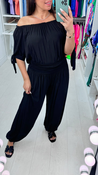 Sapphira Elasticated Tie Shoulder Hareem Co-Ord