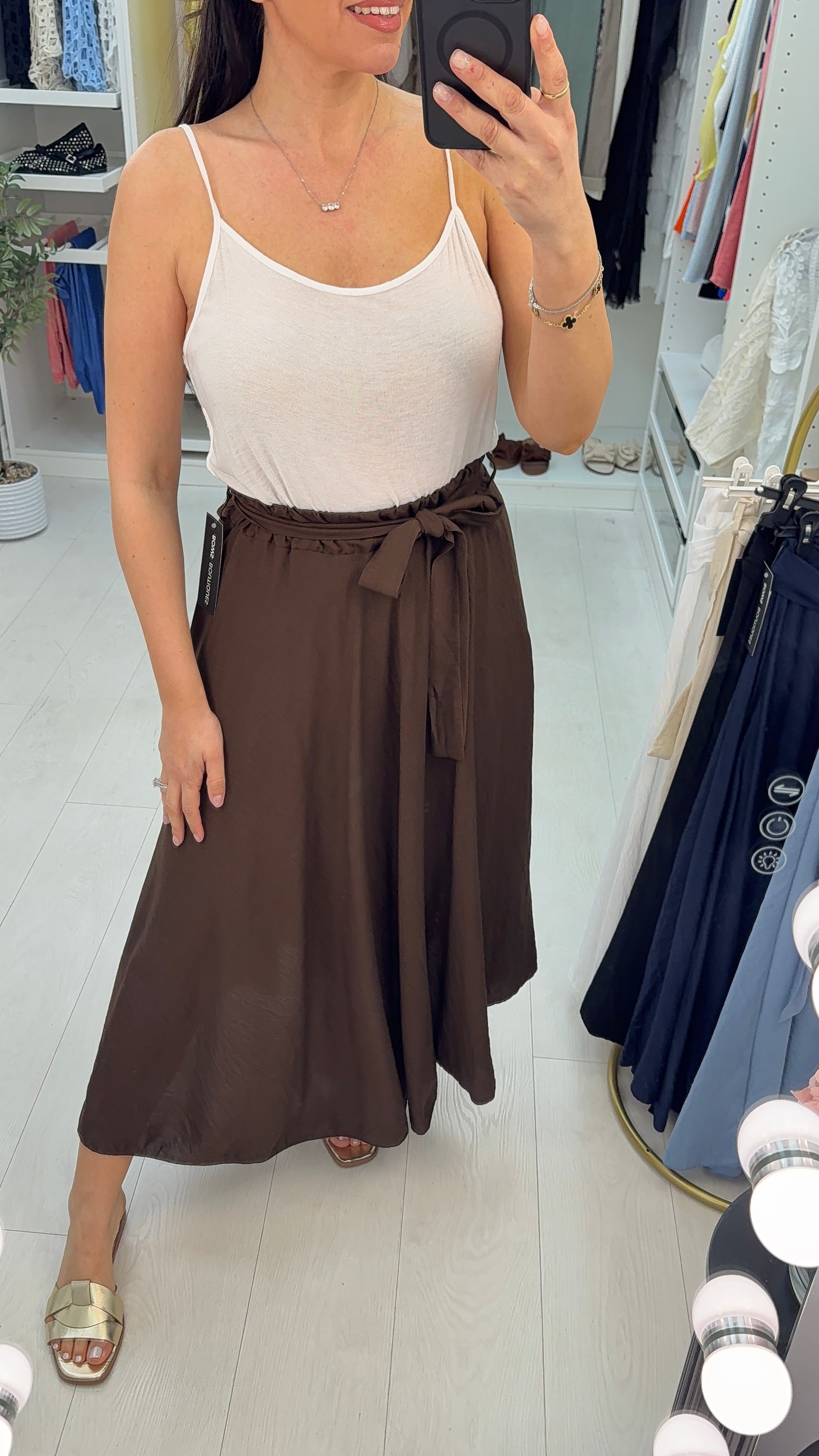 Kienna Plain Belted Loose Fit Skirt