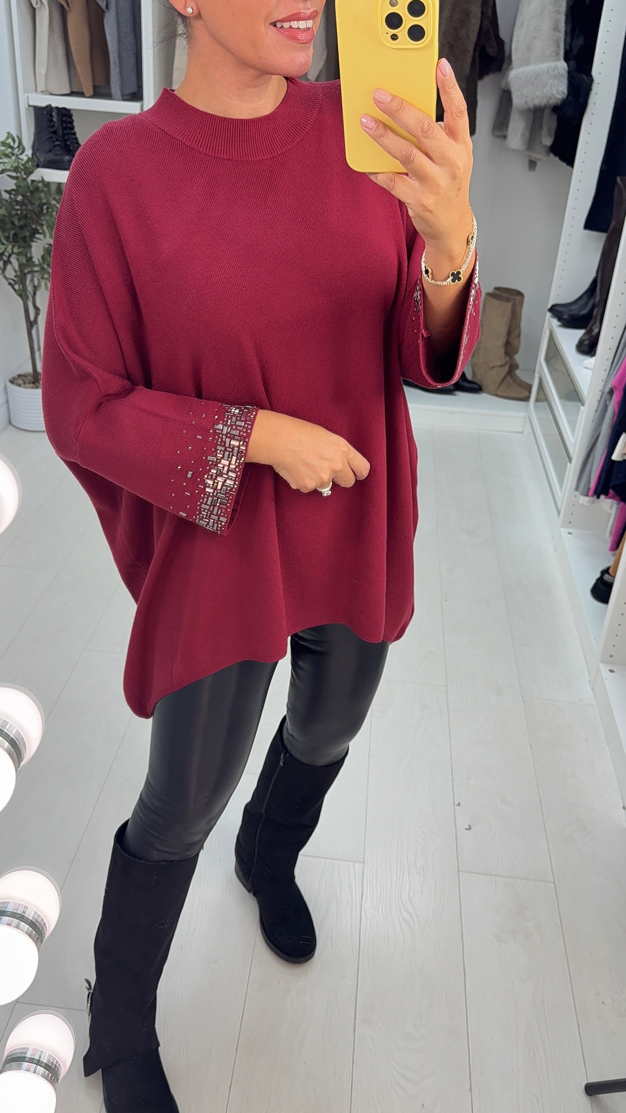 Estela Diamante Sleeve Detail Oversized Jumper