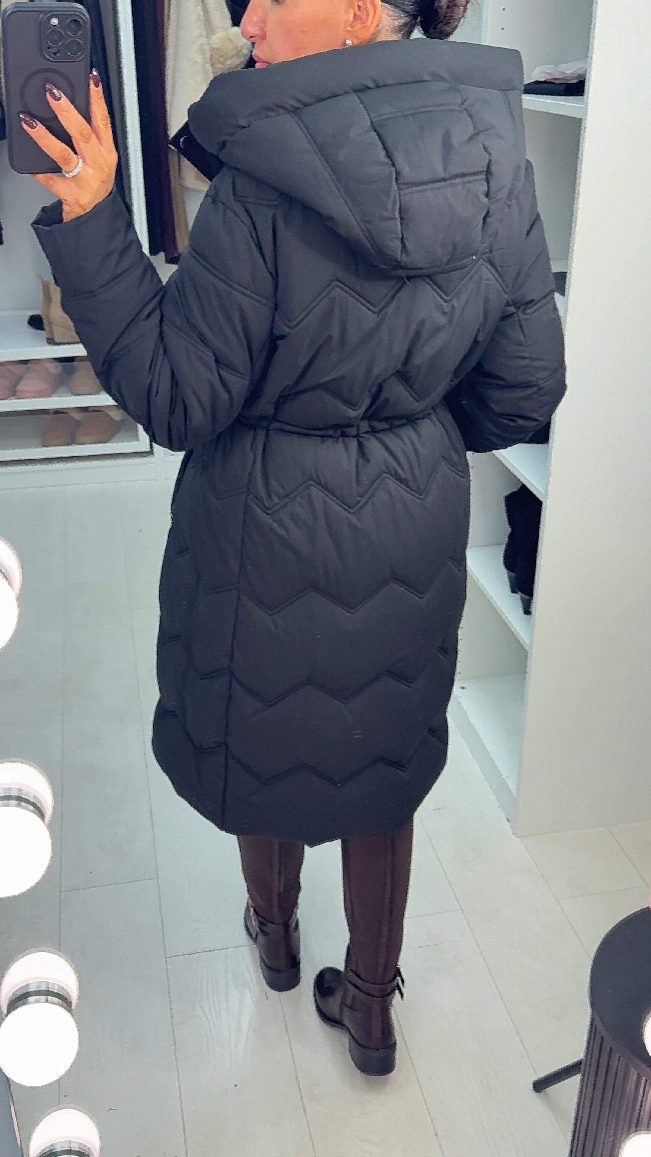 Alexandria Toggle Waist Hooded Longline Coat