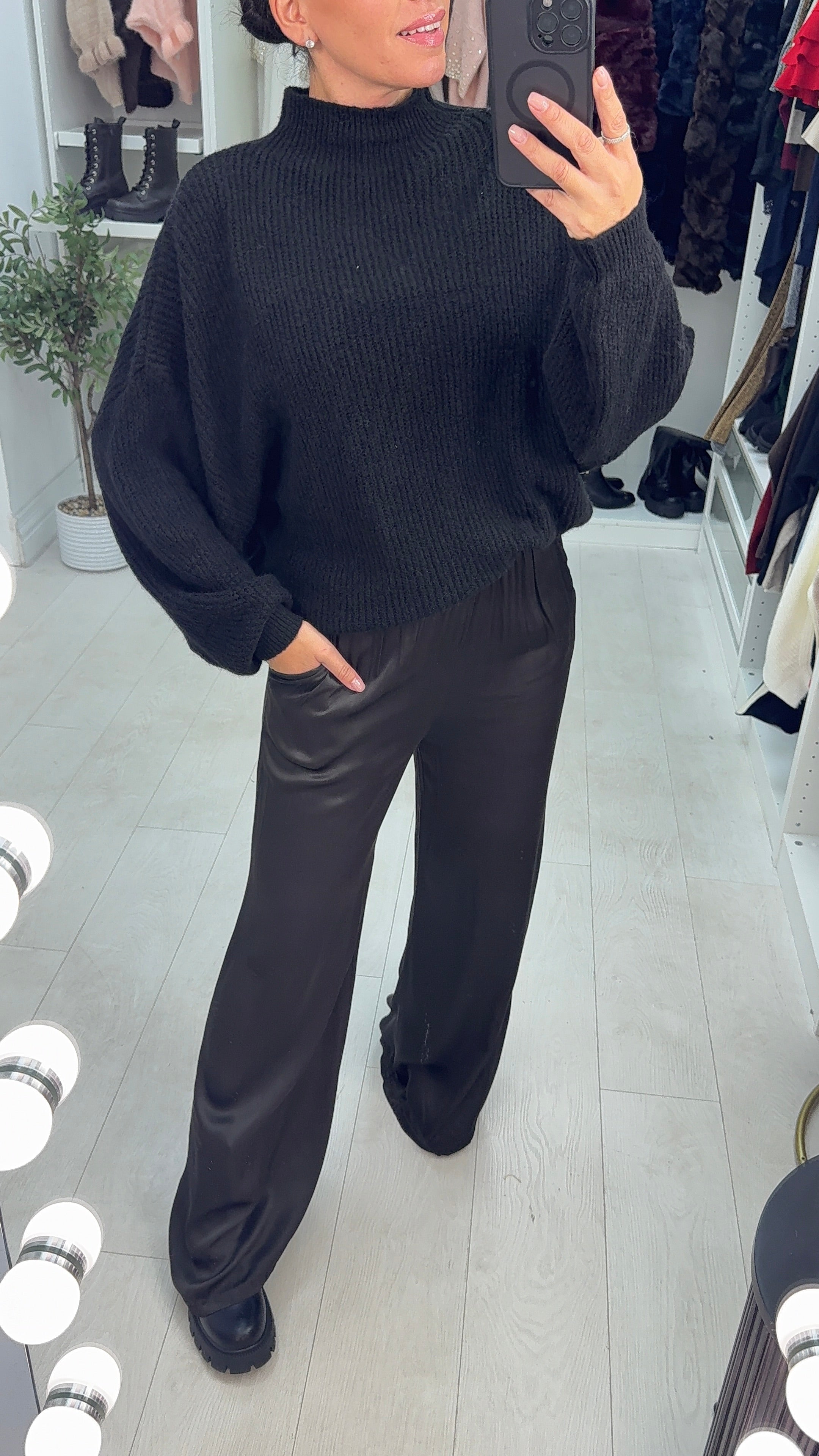 Eliza Ribbed High Neck Knitted Jumper