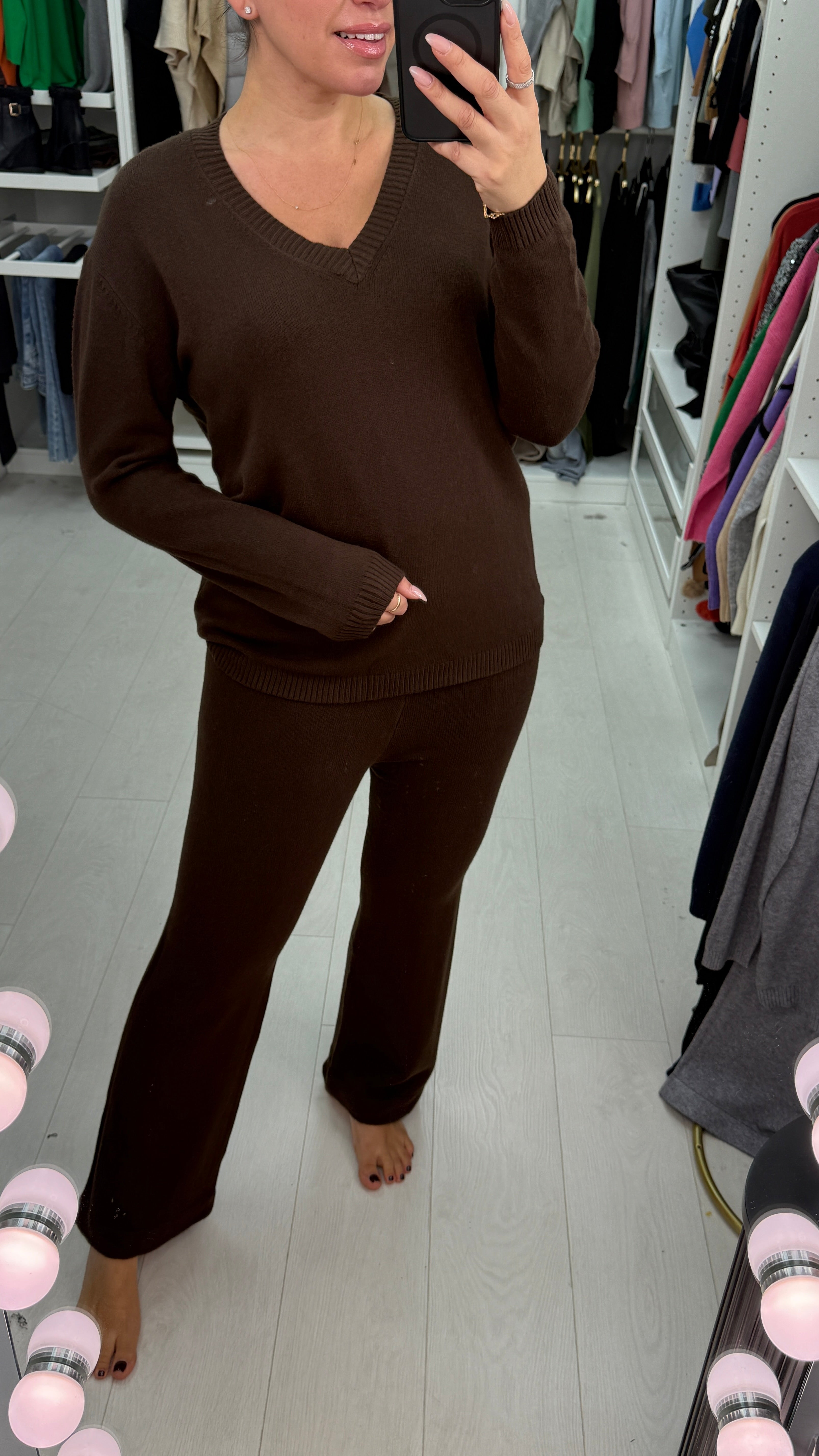 Jacky Plain V Neck Loungewear Set