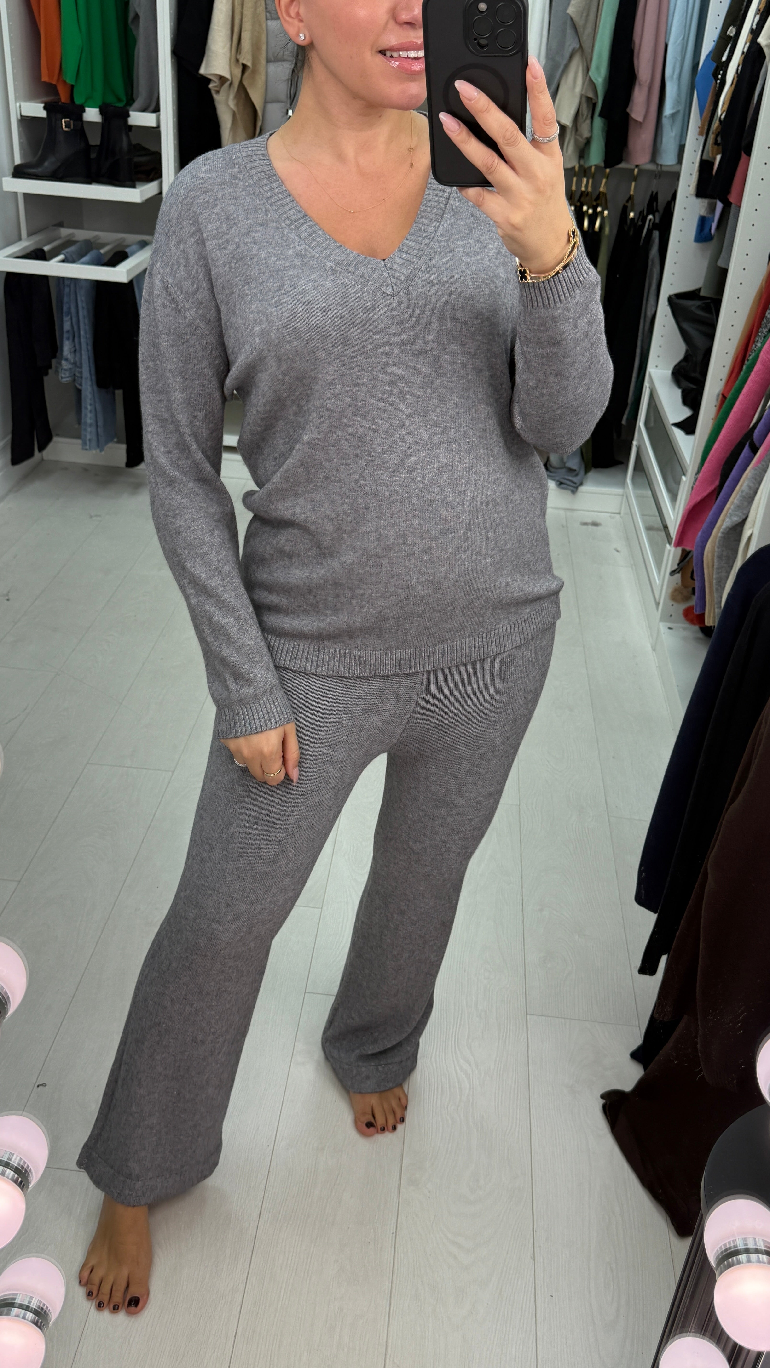 Jacky Plain V Neck Loungewear Set