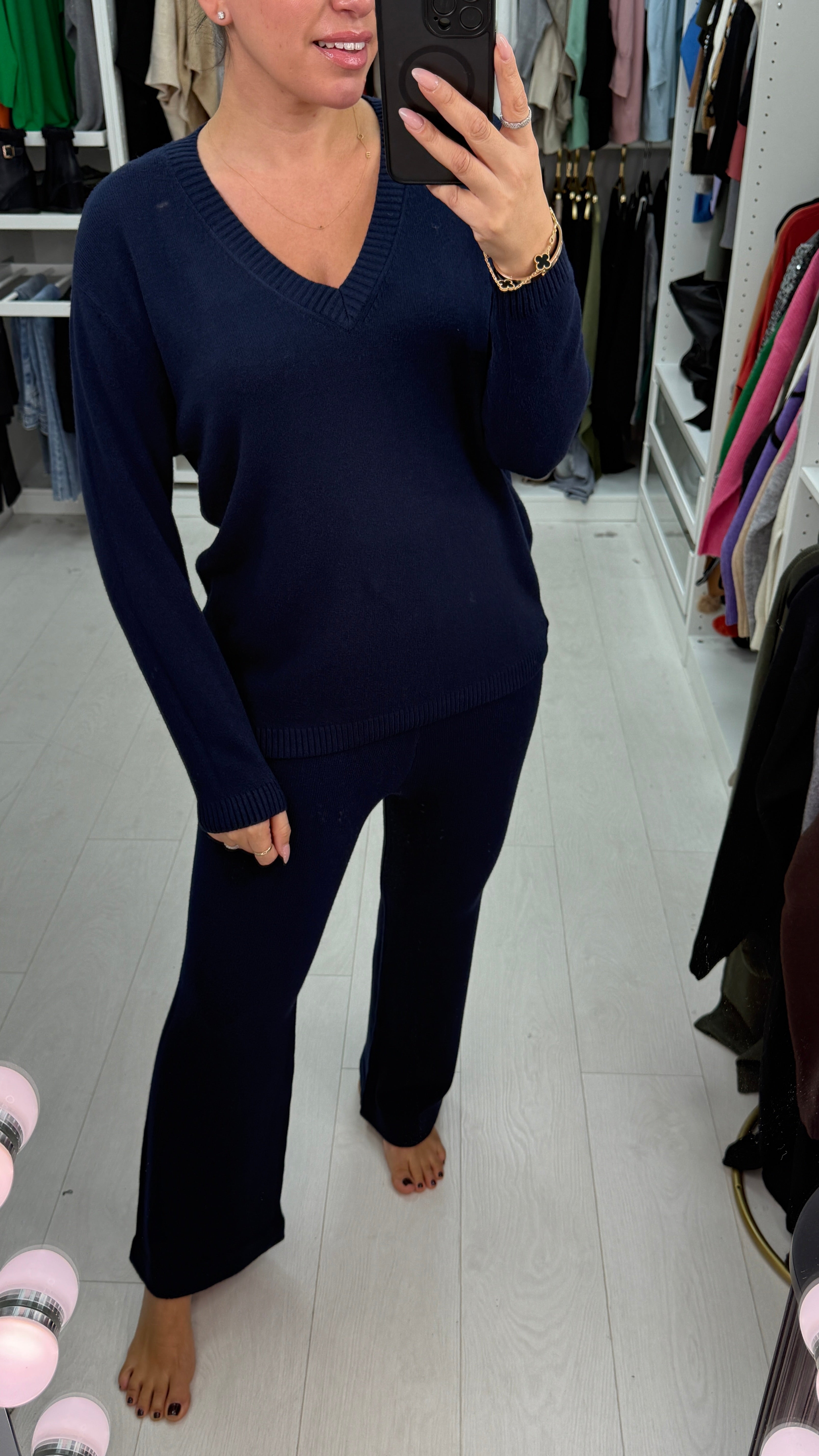 Jacky Plain V Neck Loungewear Set