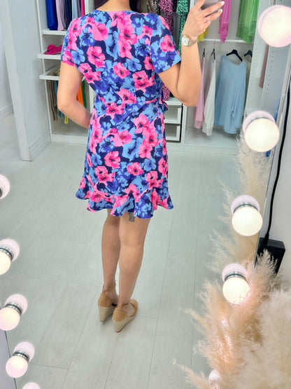 Isadora Floral Frill Detailed Mini Wrap Dress