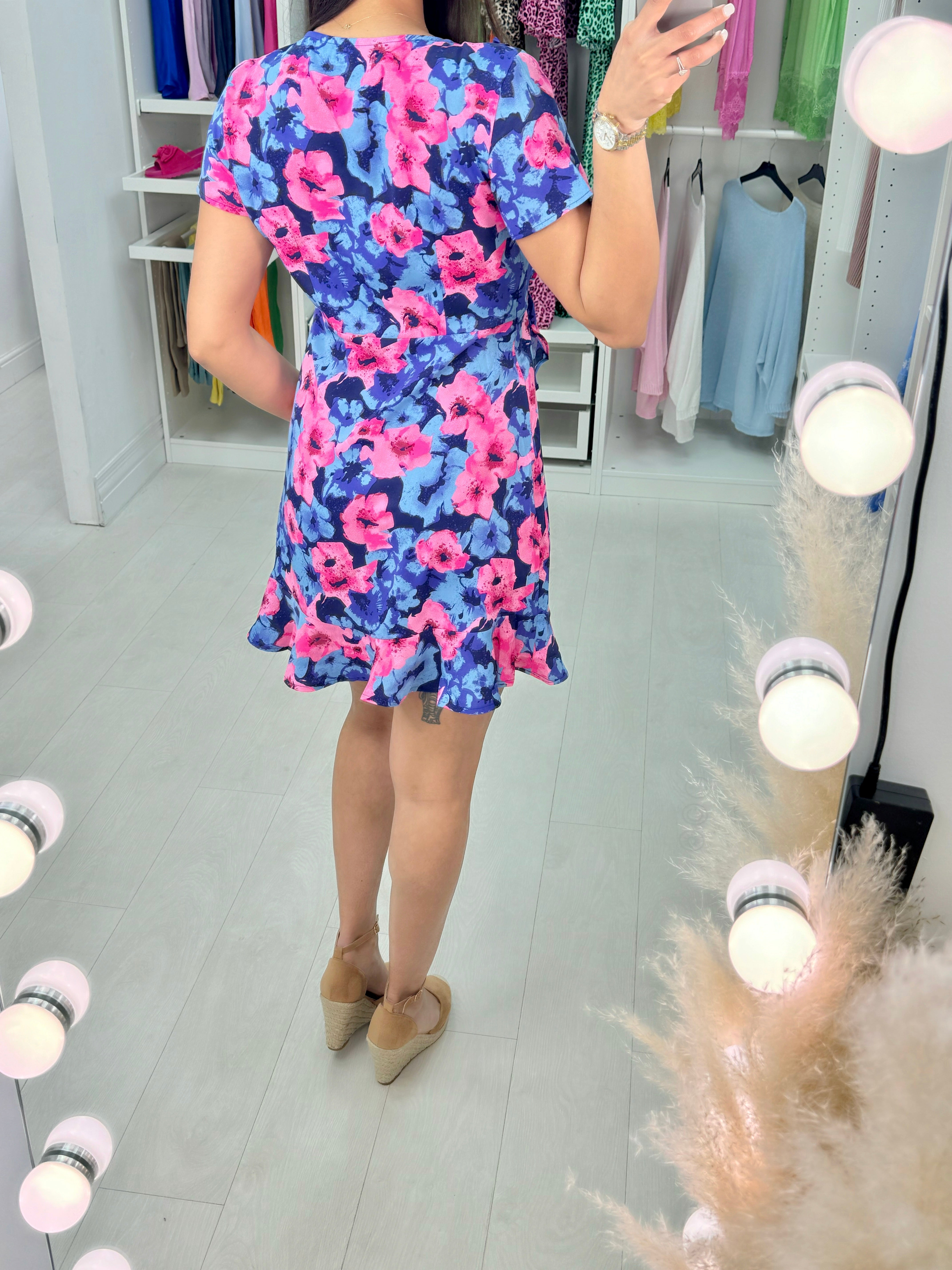 Isadora Floral Frill Detailed Mini Wrap Dress