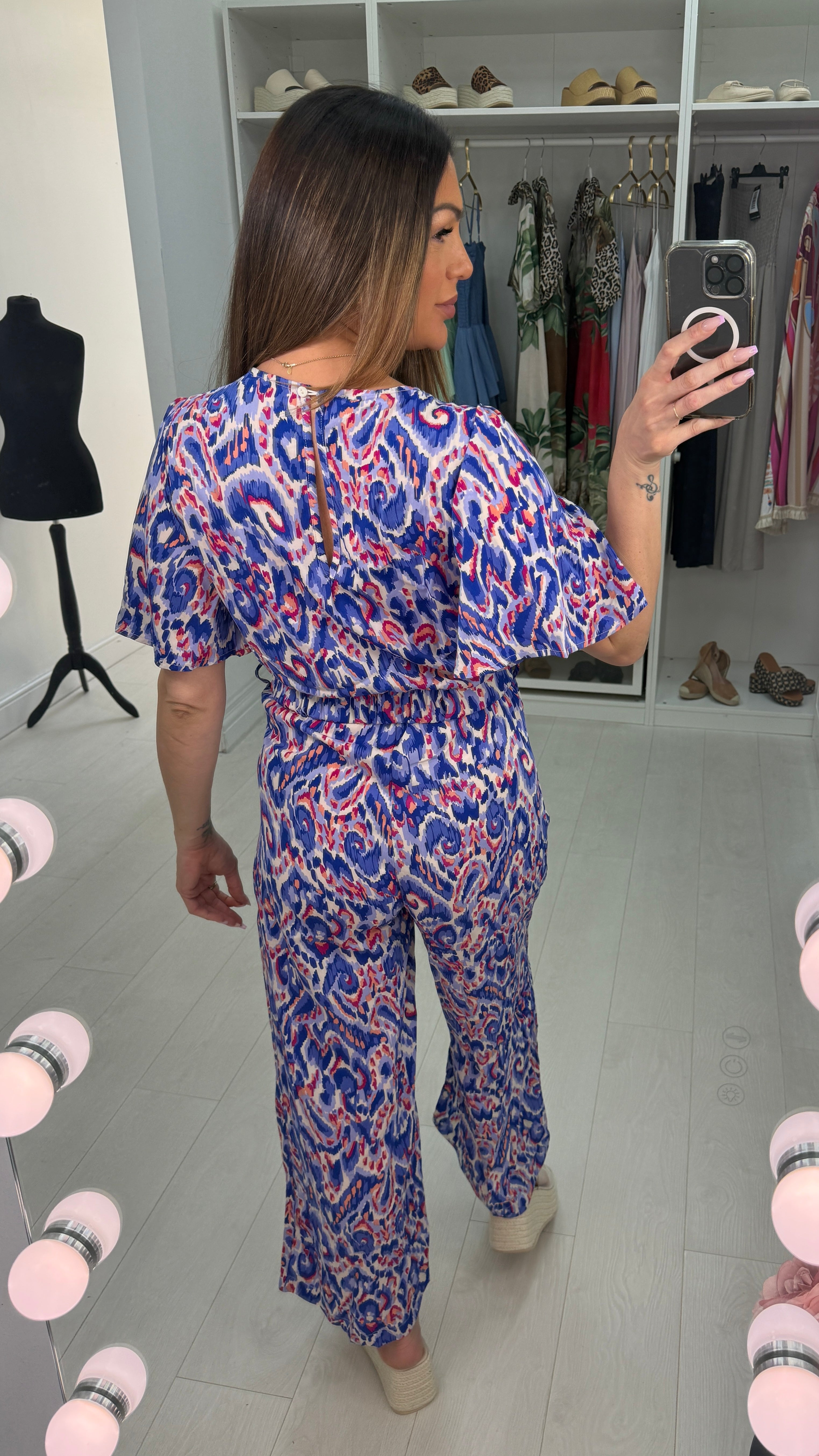 Dakota Floral Print V Neck Wide Leg Belted Jumpsuit