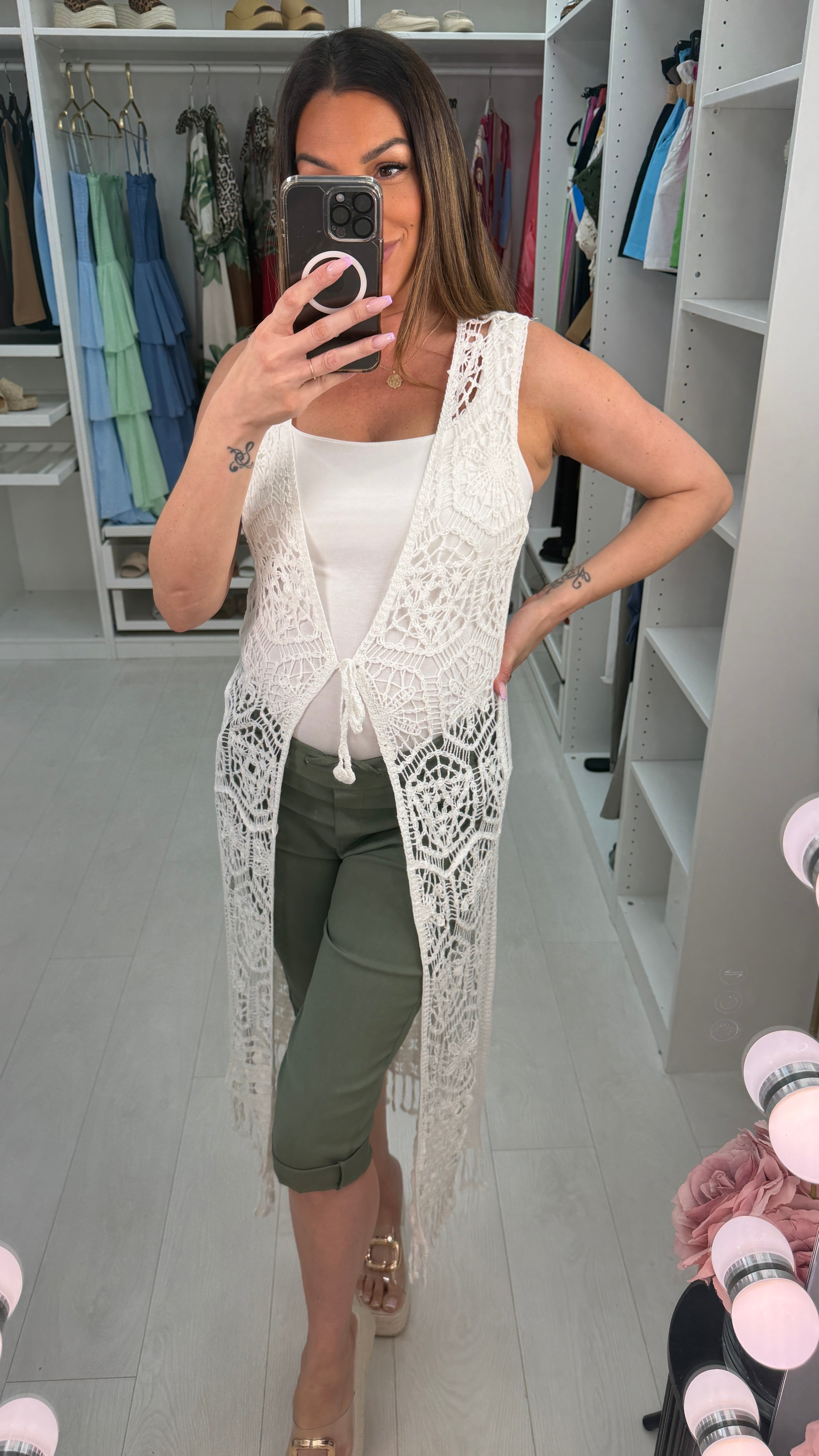 Savana Tie Front Longline Crochet Top