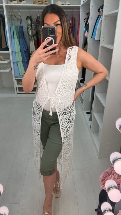 Savana Tie Front Longline Crochet Top