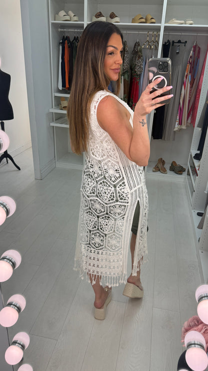 Savana Tie Front Longline Crochet Top