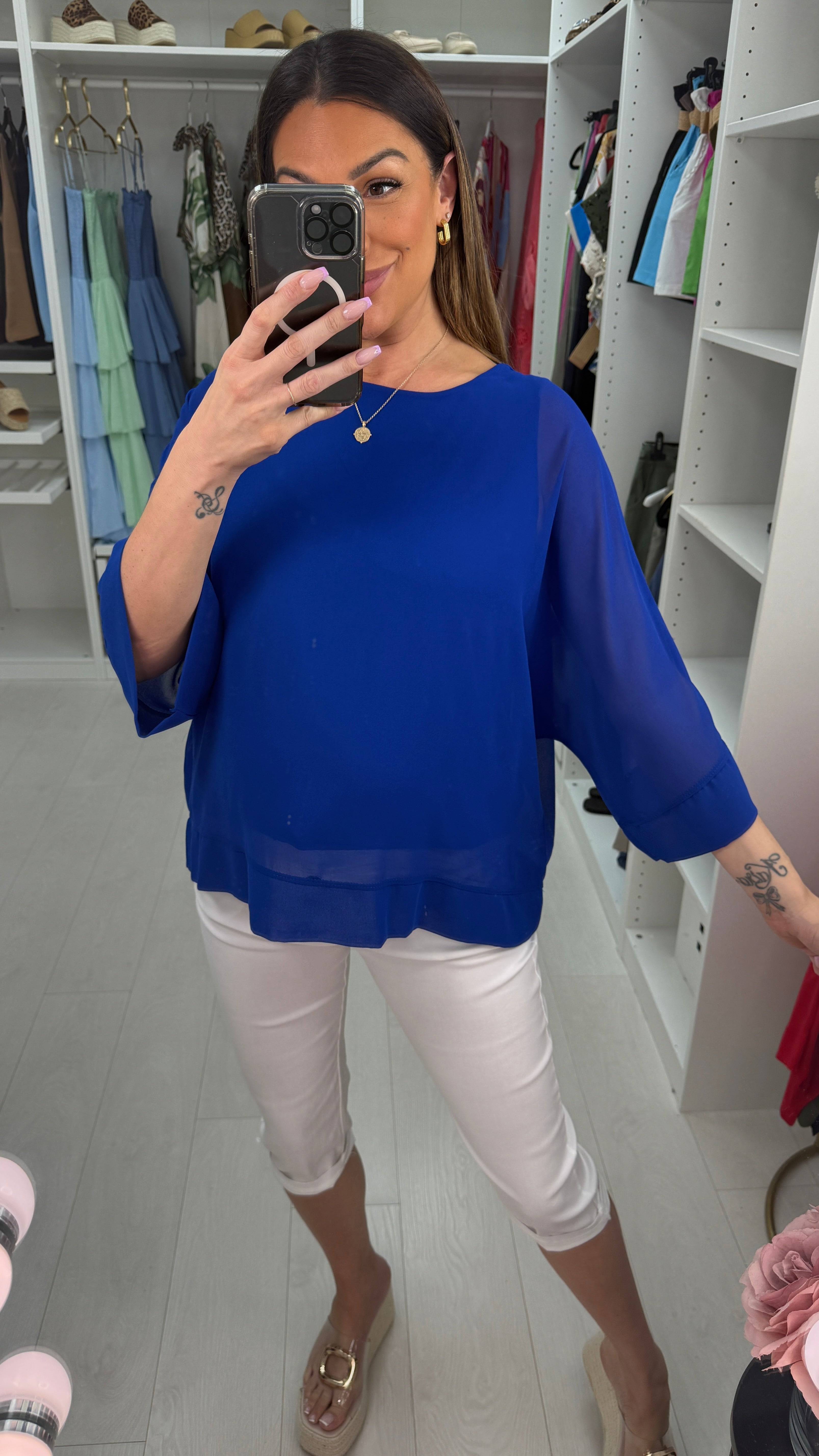 Elodine Plain Round Neck Loose Fit Top