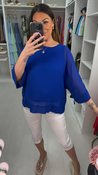 Elodine Plain Round Neck Loose Fit Top