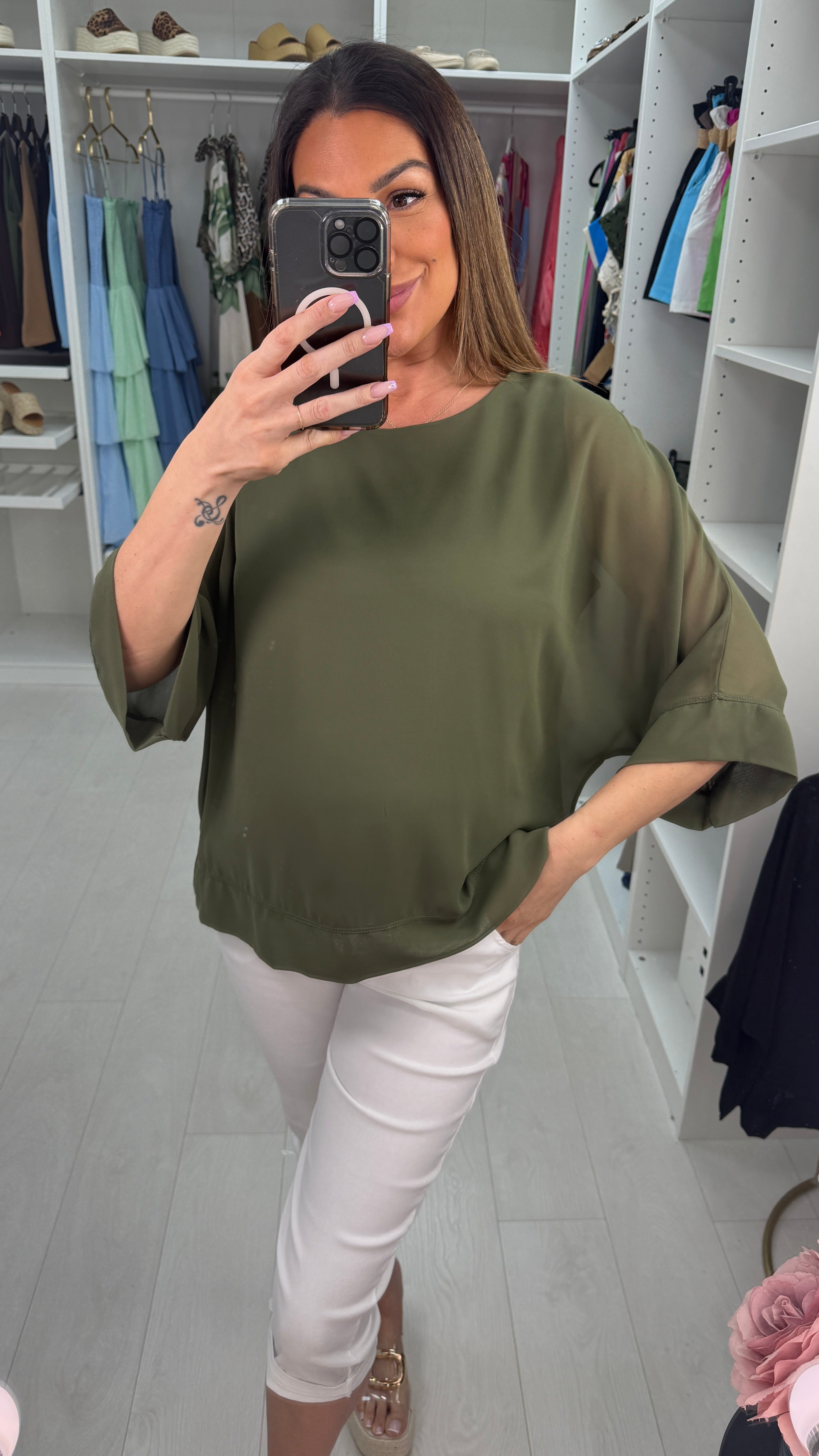 Elodine Plain Round Neck Loose Fit Top