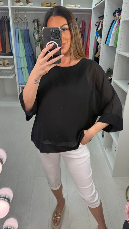 Elodine Plain Round Neck Loose Fit Top