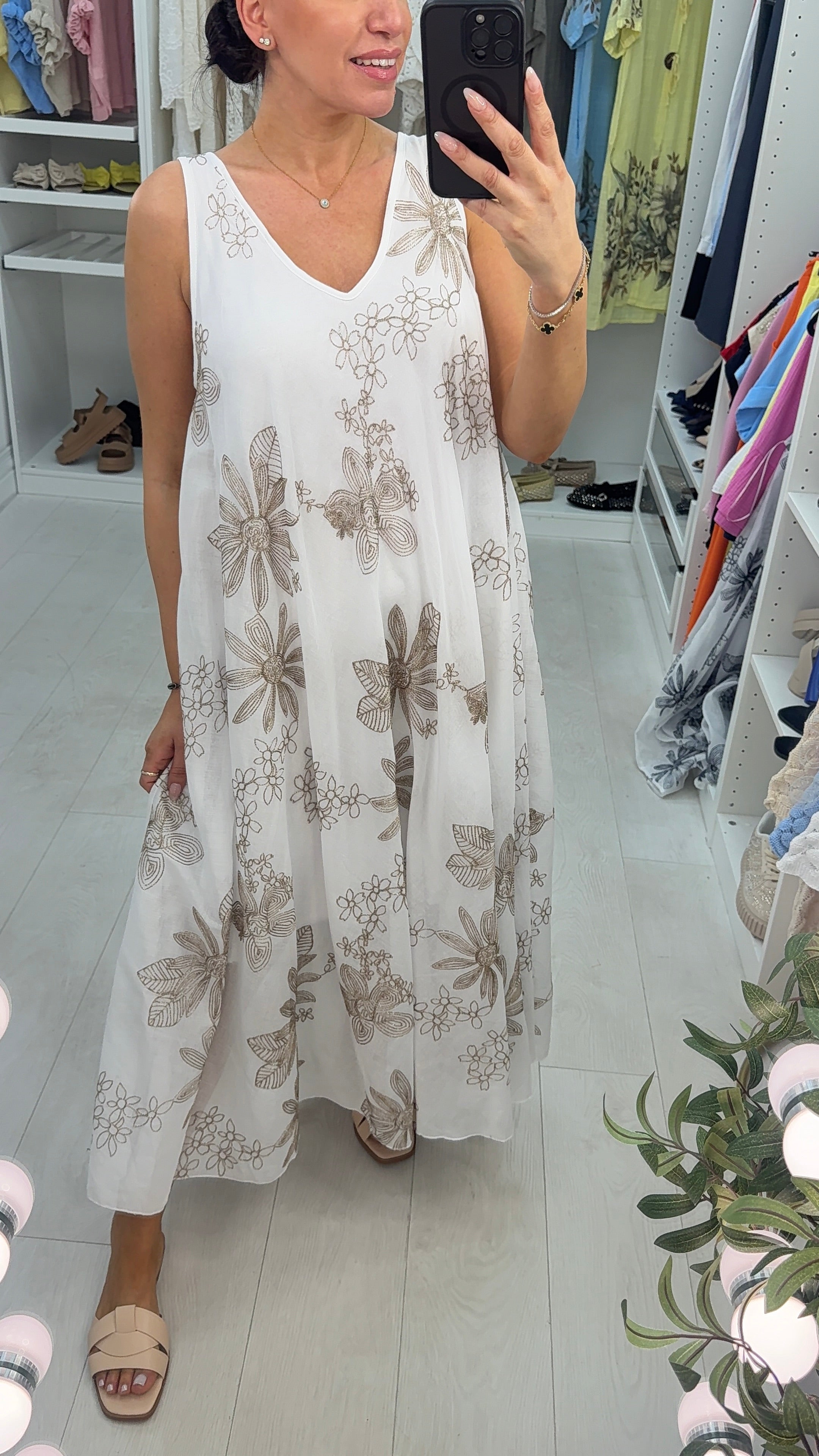 Rayana Floral Embroidered Loose Fit Maxi Dress