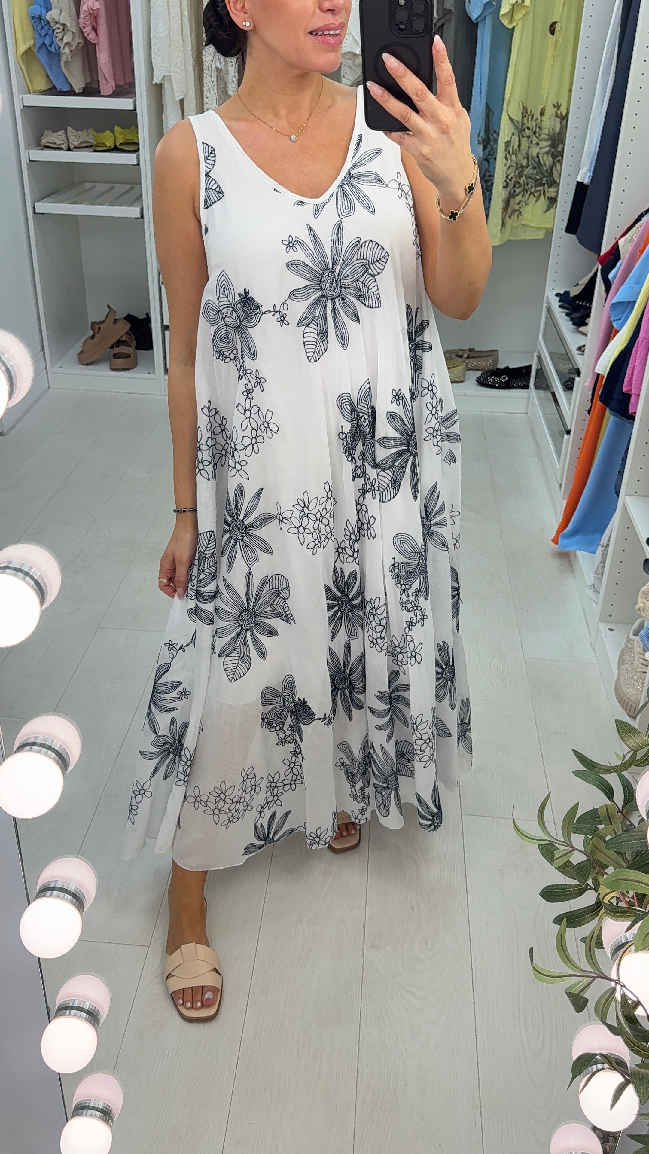 Rayana Floral Embroidered Loose Fit Maxi Dress