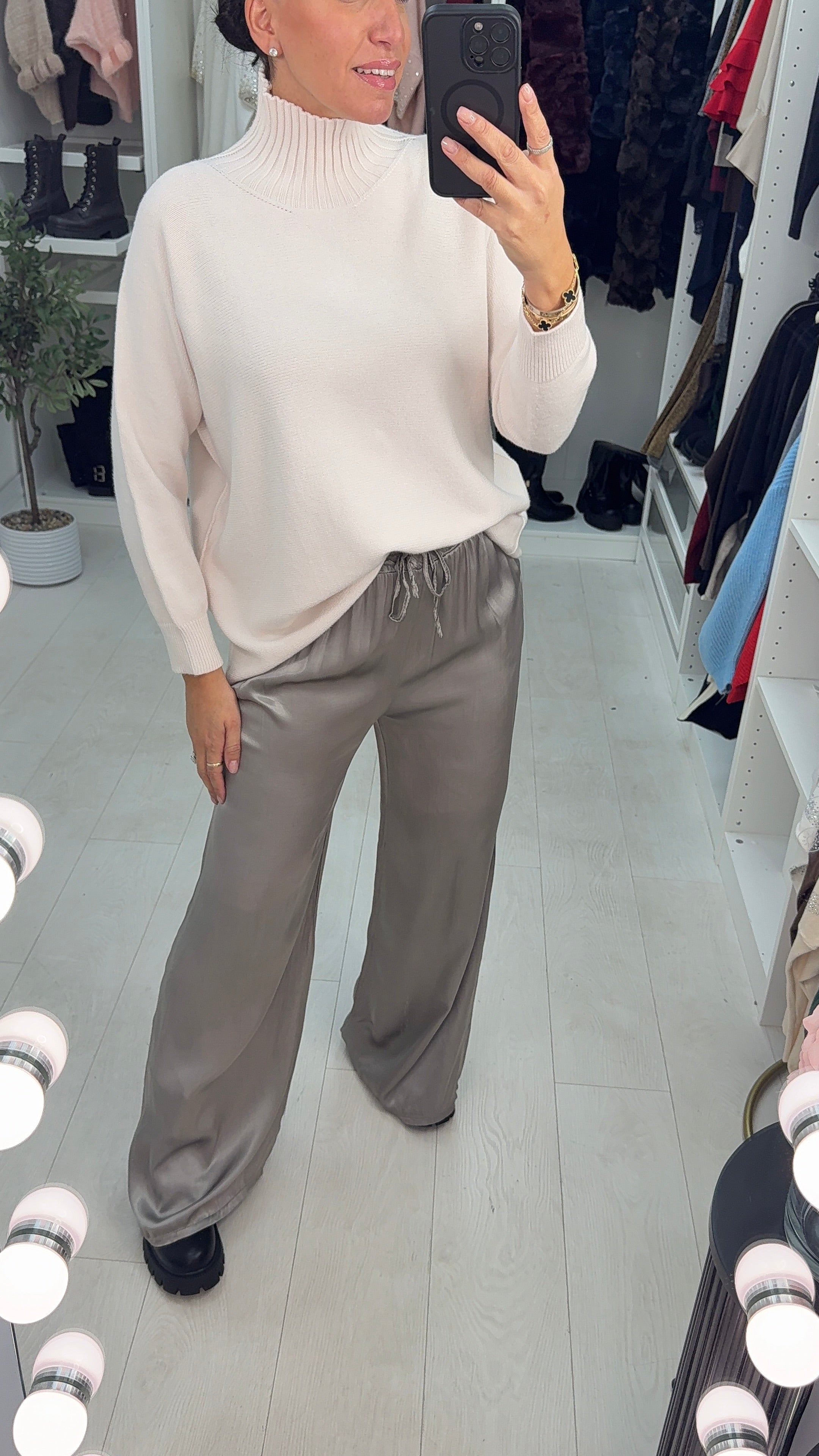 Erin Ribbed High Neck Jumper