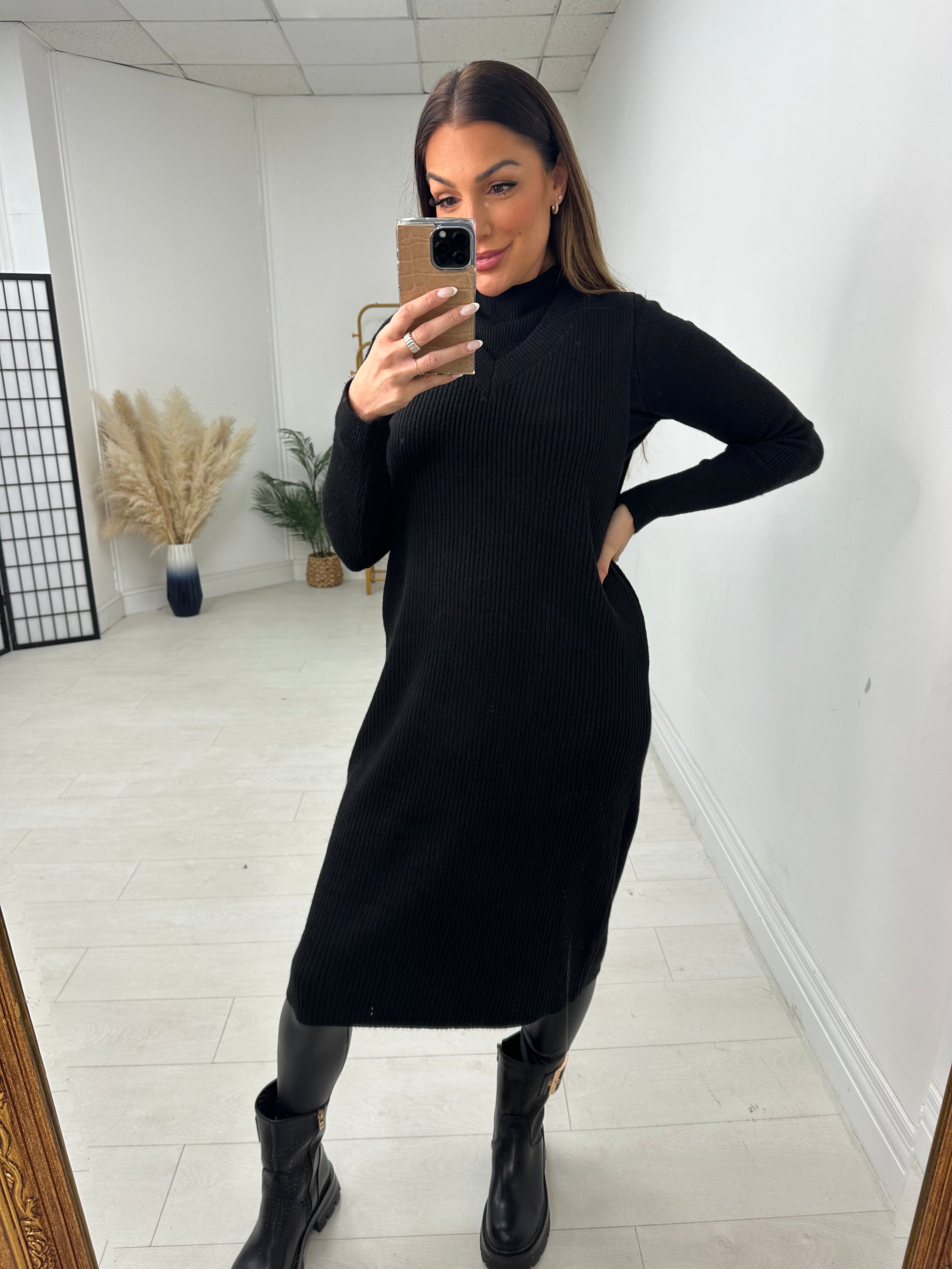 Evelina Plain Ribbed 2 Piece Dress Co-Ord Set