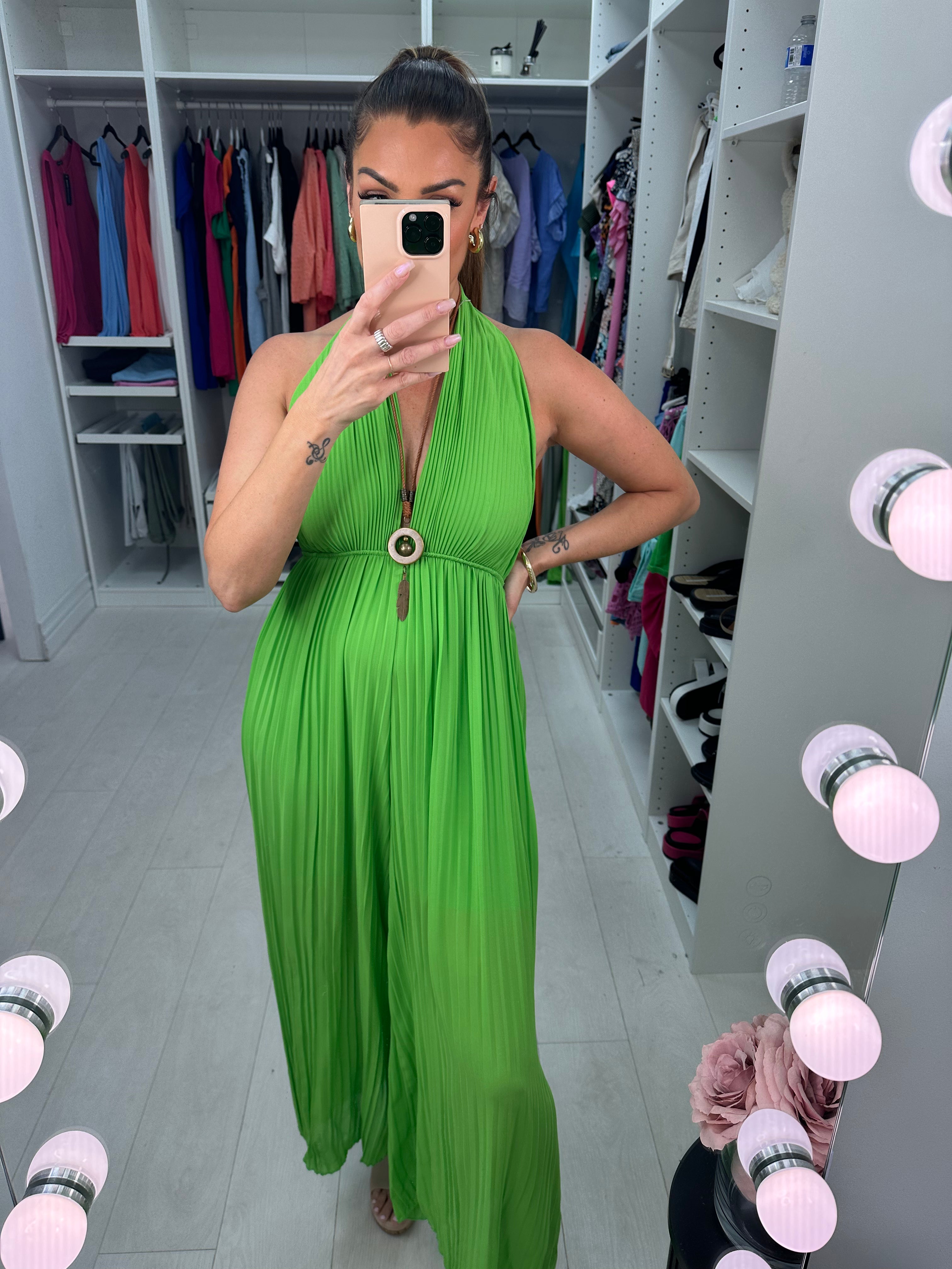 Jazz Plunge V Plisse Jumpsuit