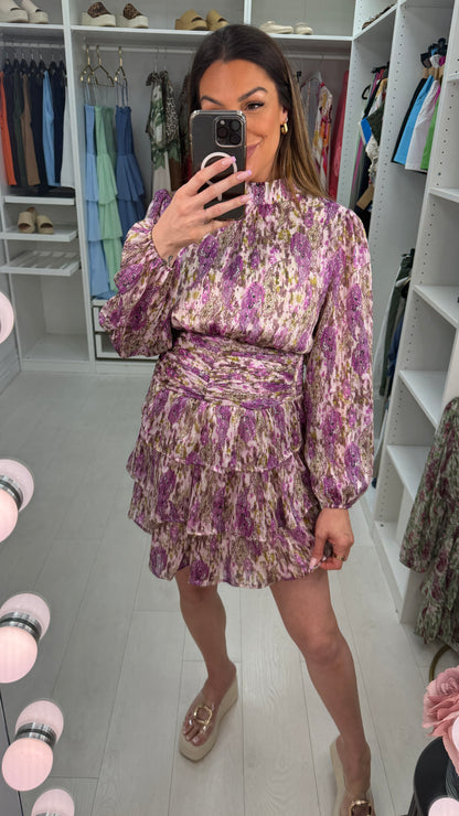 Danika Paisley Print High Neck Tiered Midi Dress