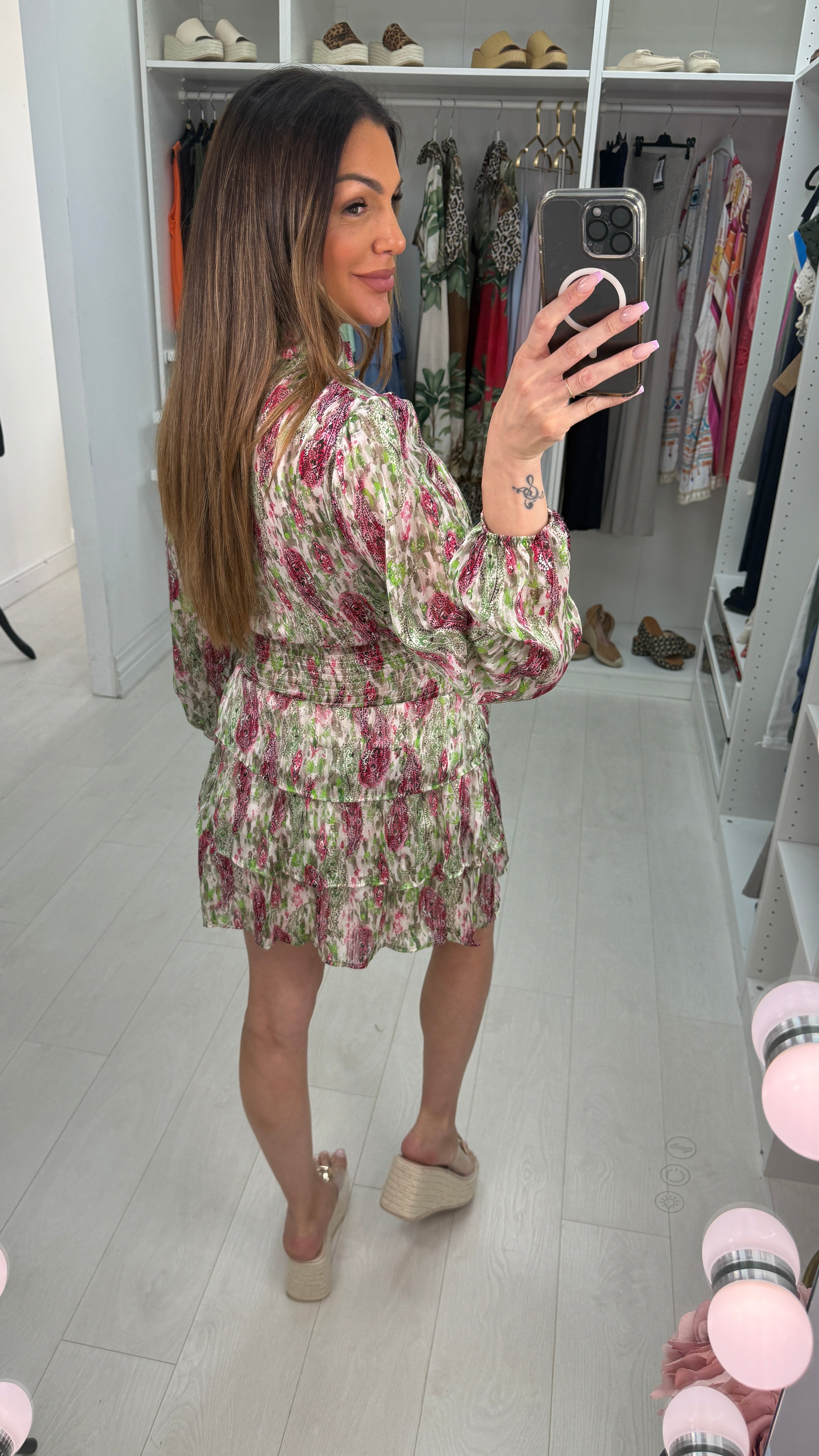 Danika Paisley Print High Neck Tiered Midi Dress